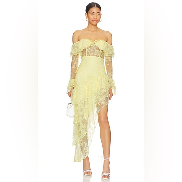 MAJORELLE NWT Maddalena Yellow Gown M - Picture 3 of 10